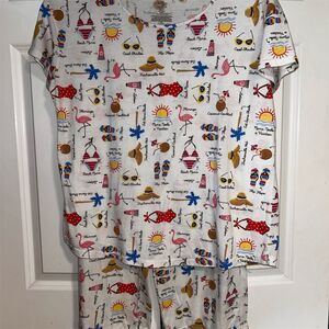 Secret Treasures Women's L Summer Graphic Print Pajama Set Multicolor